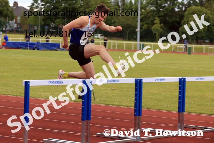 Mens Under-20s 400 metres hurdles, 2024 Northern Senior and Under-20s Track and Field Champs, Middlesbrough.  Photo: David T. Hewitson/Sports for All Pics